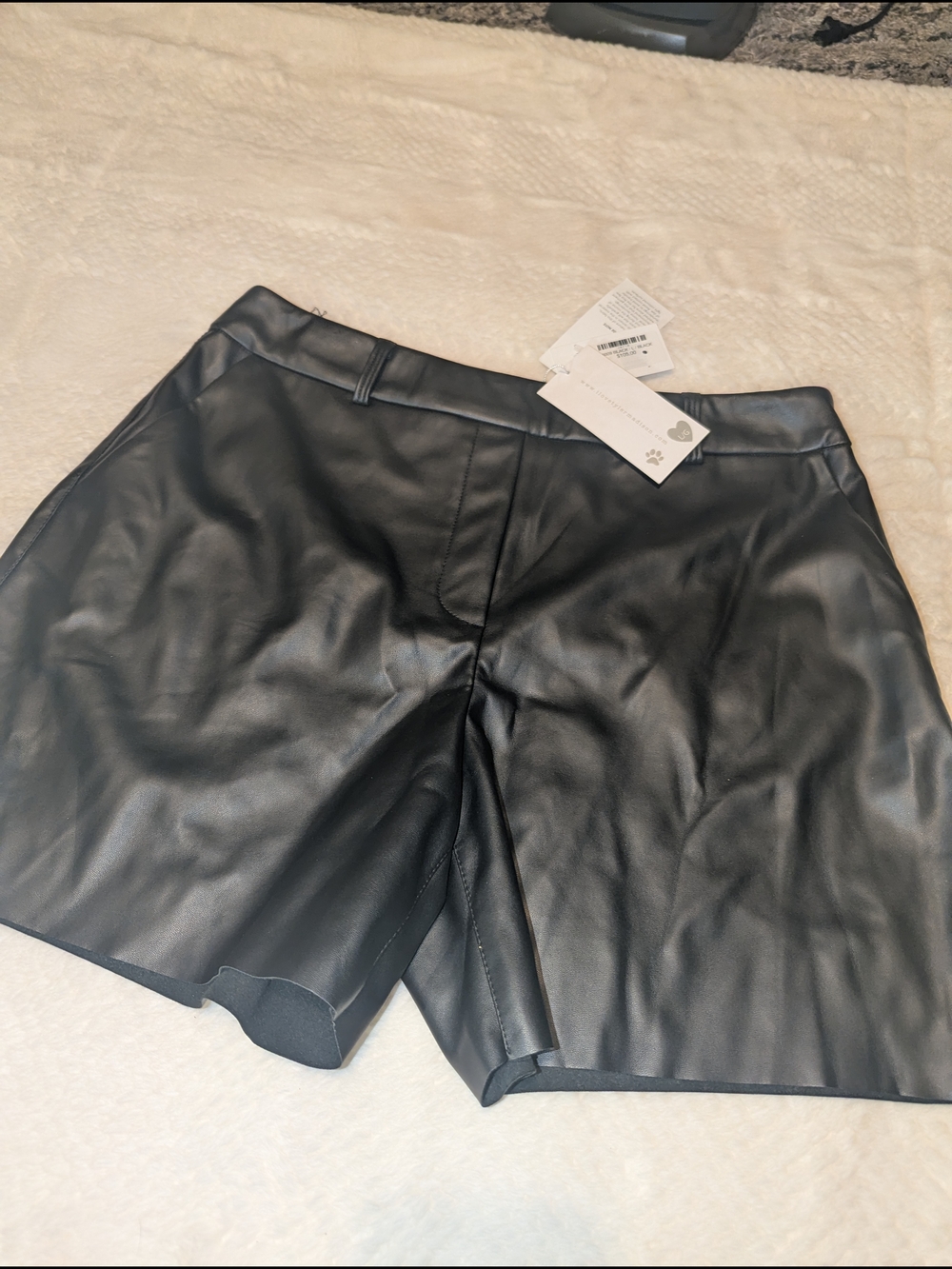 High-Rise Black Faux Leather Bermuda Shorts